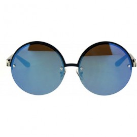 Rimless Womens Half Rim Circle Lens Round Hippie Groove Rimless Sunglasses - All Blue - CV182SNWYY0 $9.96