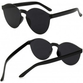 Round Unisex Fashion Candy Colors Round Outdoor Sunglasses Sunglasses - Black - CY1905TGU7G $16.82