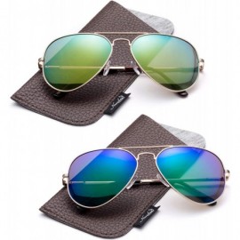 Aviator Polarized Aviator Sunglasses Mirrored Lens Classic Aviator Polarized Sunglasses Small - C118I6472SA $12.70