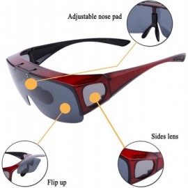 Wrap Fit Over Polarized Sunglasses Flip Up Lens for Men and Women - Red - CU199ANYT5T $23.54