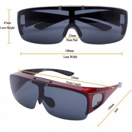 Wrap Fit Over Polarized Sunglasses Flip Up Lens for Men and Women - Red - CU199ANYT5T $23.54