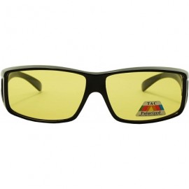 Sport Polarized Wear Over Sunglasses Square Fit Over Glare Blocking Over Prescription Glasses - Black - Yellow Lens - C617YE6...