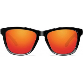 Square Sunglasses Polarized Female Male Full Frame Retro Design - Black Red - CI18NW5ZHN9 $7.52