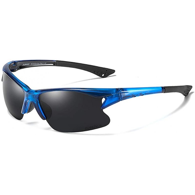 Sport Sports Style Polarized Night Vision Sunglasses Retro Driving Sunglasses - C4. Blue Frame Gray Lens - CA18XXCALCN $9.16