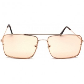 Rimless Mens Rectangular Exposed Mirror Lens Rimless Fashion Sunglasses - Gold Light Peach - CR190RZIX78 $12.45