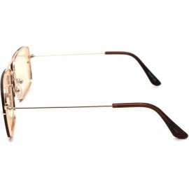 Rimless Mens Rectangular Exposed Mirror Lens Rimless Fashion Sunglasses - Gold Light Peach - CR190RZIX78 $12.45