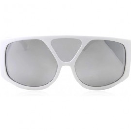 Oversized Oversized Retro Inspired Flat Top Plastic Frame Sunglasses - White - CT18M0RCNH3 $15.93