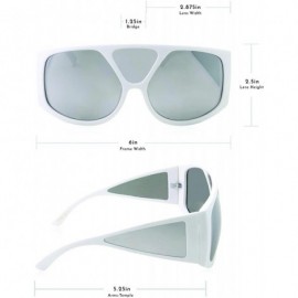 Oversized Oversized Retro Inspired Flat Top Plastic Frame Sunglasses - White - CT18M0RCNH3 $15.93