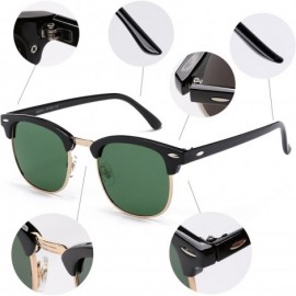 Semi-rimless Semi Rimless Polarized Sunglasses Classic Metal Retro Rivets Sun Glasses - CT185YOZWAC $11.91