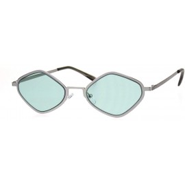 Square Hippie Diamond Shape Metal Rim Pimp Retro Sunglasses - Silver Mint - CX18I4G4GS2 $8.32