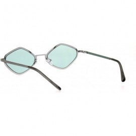 Square Hippie Diamond Shape Metal Rim Pimp Retro Sunglasses - Silver Mint - CX18I4G4GS2 $8.32