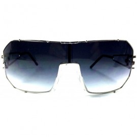 Square Gazelle Hustler Flat Top Oversized Luxury Shield Aviator Sunglasses - Silver & Black Frame - CQ1857UD3G0 $11.28