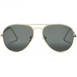 Wrap Classic Polarized Aviator Sunglasses for Men and Women UV400 Protection - Gold Frame/Black Lens - CG184DXL5GU $8.15