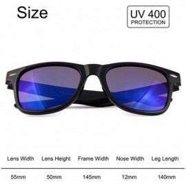 Square SOARIN Sunglasses Reflective Mirror for Women Black Square Rimmed Colorful Lens - Darkblue - C3182W8Q4GG $10.18