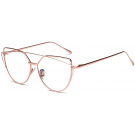 Cat Eye Women Twin-Beams Sunglasses Classic Metal Frame Fashion Mirror Sunglasses Cat Eye Glasses - Pink - C018SD2LI3N $8.83