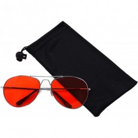 Aviator Metal Classic Aviator Color Lens Sunglasses Large Size P482 - Silver-red Lens - CL11BFU97UZ $12.05