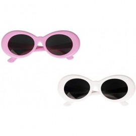 Oval 2 Retro Clout Goggles Glasses Oval Mod Thick Frame Kurt Cobain Sunglasses - C418Y3G6EC5 $10.11