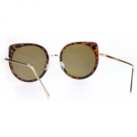 Cat Eye Flat Color Mirrored Round Cat Eye Womens Retro Sunglasses - Tortoise Gold - C112NUO36YP $15.65