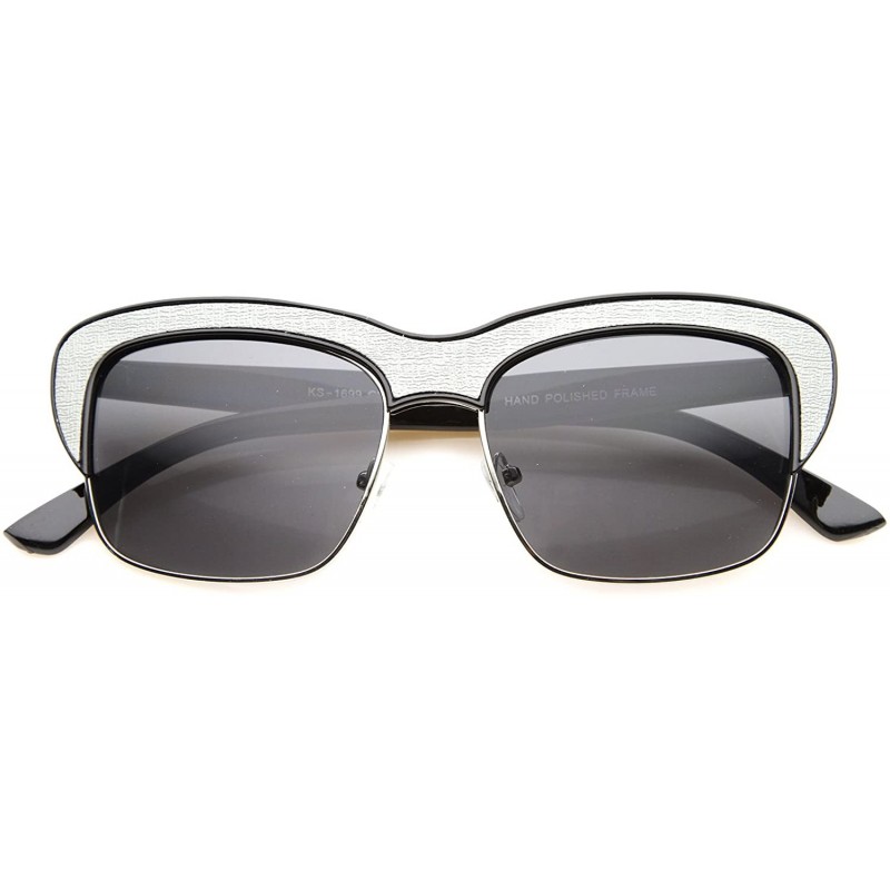 Semi-rimless Womens Semi-Rimless Sunglasses With UV400 Protected Composite Lens - Black-grey / Smoke - CF12IGK248X $9.90