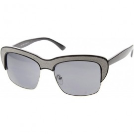 Semi-rimless Womens Semi-Rimless Sunglasses With UV400 Protected Composite Lens - Black-grey / Smoke - CF12IGK248X $9.90