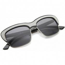 Semi-rimless Womens Semi-Rimless Sunglasses With UV400 Protected Composite Lens - Black-grey / Smoke - CF12IGK248X $9.90