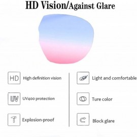 Oval Sunglasses For Women Oversized Rimless Diamond Cutting Colorful Lens Fashion - Blue Pink Lens - C618TOR2ZMD $22.91