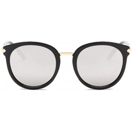 Sport Womens Fashion Oversized Round Square Plastic Vintage Cut-Out Flash Mirror Lens Cat Eye Sunglasses - CQ18YZ5INK4 $10.04