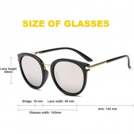 Sport Womens Fashion Oversized Round Square Plastic Vintage Cut-Out Flash Mirror Lens Cat Eye Sunglasses - CQ18YZ5INK4 $10.04