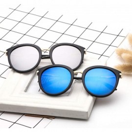 Sport Womens Fashion Oversized Round Square Plastic Vintage Cut-Out Flash Mirror Lens Cat Eye Sunglasses - CQ18YZ5INK4 $10.04