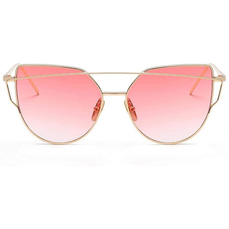 Cat Eye Sunglasses Women Luxury Cat Eye Design Mirror Flat Rose Gold Vintage Cateye Fashion Sun Glasses Eyewear - A3 - CM197A...