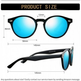 Oversized Vintage Round Polarized Sunglasses for Women Men Horn Rimmed Circle Mirrored Lens Sun Glasses(Black/Blue Mirror) - ...