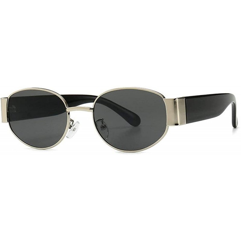 Oval Punk style Fashion Lady Brand Designer Oval Small Frame Sunglasses Vintage men Sun glasses UV400 - C718S883GOK $11.88