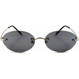 Round Rimless Classic Old Vintage Retro Indie Mens Womens Round Oval Sunglasses - Silver 2 - C8189AMULYS $13.41