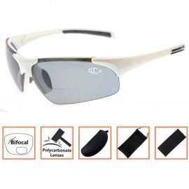 Wrap Bifocal Sunglasses with Wrap-Around Sport Design Half Frame for Men and Women - White - CJ18C3KH9EZ $16.08