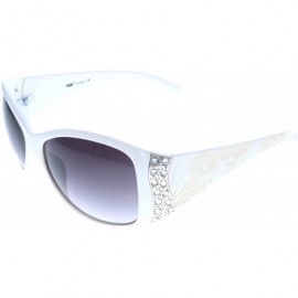 Oversized Women's Sunglasses Designer Fashion Rhinestone Vintage Floral Eyewear - White - CD11Q12151B $11.25