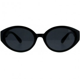 Oval Womens Plastic Oval Mod Round Retro Classic Sunglasses - All Black - CA18CGND29O $8.49