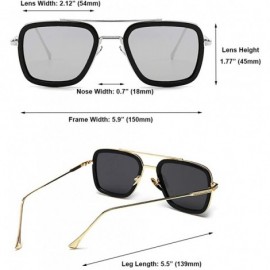 Square Tony Stark Sunglasses - Square Shaped Sunglasses with Metal Frame and AC Lense - CG18WC0K8IT $14.14