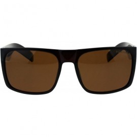 Sport No Glare Polarized Lens Flat Top Hipster Plastic Horn Rim Sunglasses - All Brown - CT18EGW9H02 $11.38