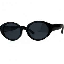 Oval Womens Plastic Oval Mod Round Retro Classic Sunglasses - All Black - CA18CGND29O $8.49