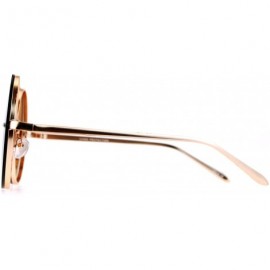 Round Super Oversized Round Sunglasses Womens Mirror Lens Back Metal Rims - Gold (Gold Brown Mirror) - CD185WXWUWC $7.13