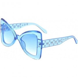 Oversized Women's Oversize Large Bow Tie Shape Tinted Lens Butterfly Sunglasses - Blue - CL1898YI9RT $8.83