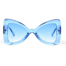 Oversized Women's Oversize Large Bow Tie Shape Tinted Lens Butterfly Sunglasses - Blue - CL1898YI9RT $8.83