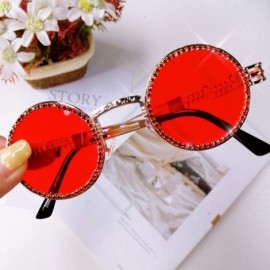 Goggle Vintage Round Diamond Sunglasses Women Luxury Steampunk Red Black Clear Lens Rhinestone Eyeglasses UV400 - 1 - CM199CL...