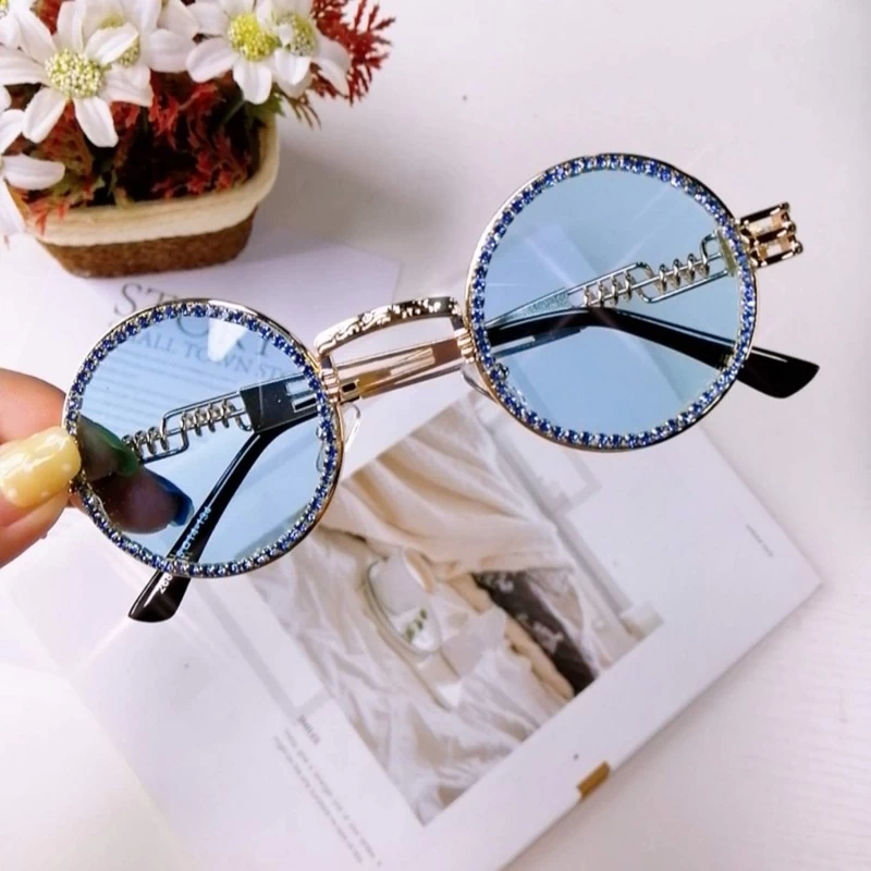 Fashion Square Small Diamond Rhine Stone Clear Eye Glasses Men Sunglasses