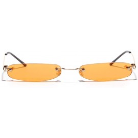 Rimless Narrow Rectangle Sunglasses Women Tiny Rimless Sun Glasses For Men Frameless - Clear Orange - CW18IDC65TG $11.04