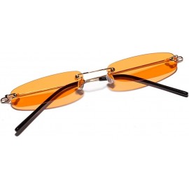 Rimless Narrow Rectangle Sunglasses Women Tiny Rimless Sun Glasses For Men Frameless - Clear Orange - CW18IDC65TG $11.04