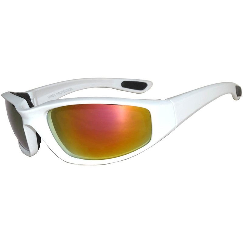 Sport White Frame Mirror Lens Sunglasses Motorcycle Bicycling - CR11SCR21CZ $11.58