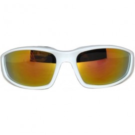 Sport White Frame Mirror Lens Sunglasses Motorcycle Bicycling - CR11SCR21CZ $11.58