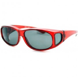 Rectangular 2 Women's Polarized Fit Over Oval Sunglasses Wear Over Eyeglasses - Red / Purple - CG12KLY6XMF $23.32