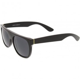 Aviator Modern Super Flat-Top Wide Temple Horn Rimmed Sunglasses 55mm - Shiny Black / Smoke - C712MYDN1X9 $9.12